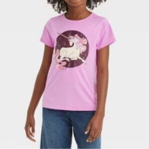 Cat & Jack Girls Pink Unicorn Graphic Short Sleeve T-Shirt |Cute Magical Unicorn
